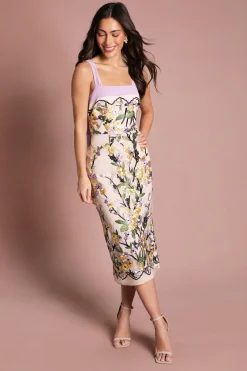 Coast Robe Midi Fourreau À Broderie Florale Muse<Femme Robes|Robes Mi-Longues