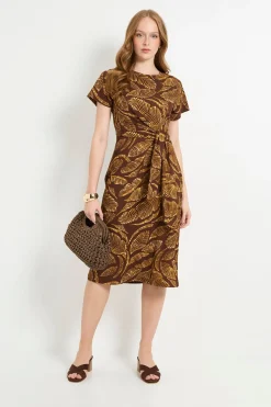 Robe Midi Fourreau En Jersey Palm Avec Nœud Latéral