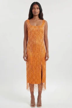 KarenMillen Robe Midi À Franges De Perles Brodées Main<Femme Toutes Les Robes|Robes Mi-Longues