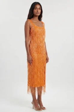 KarenMillen Robe Midi À Franges De Perles Brodées Main<Femme Toutes Les Robes|Robes Mi-Longues