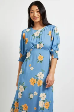 Dorothy Perkins Robe Midi Froncée Aux Poignets Petite Taille<Femme Toutes Les Robes|Robes Mi-Longues