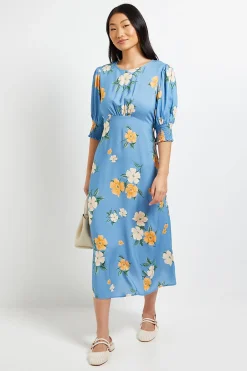 Dorothy Perkins Robe Midi Froncée Aux Poignets Petite Taille<Femme Toutes Les Robes|Robes Mi-Longues