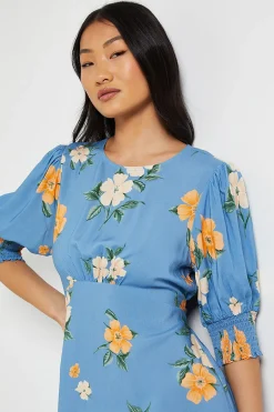 Dorothy Perkins Robe Midi Froncée Aux Poignets Petite Taille<Femme Toutes Les Robes|Robes Mi-Longues