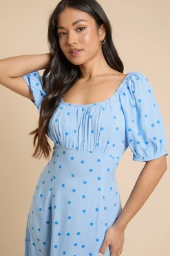 Robe Midi Froncée À Encolure Ronde Et Motif Floral Petite
