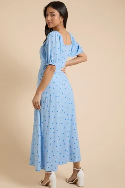 Robe Midi Froncée À Encolure Ronde Et Motif Floral Petite