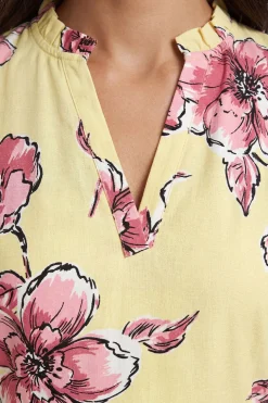 Robe Midi Froncée En Gaufré Fleuri