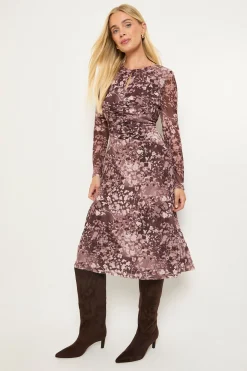 Robe Midi Froncée En Mesh À Imprimé Animalier Mixte Petite