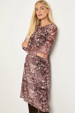 Robe Midi Froncée En Mesh À Imprimé Animalier Mixte Petite