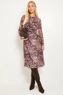 Robe Midi Froncée En Mesh À Imprimé Animalier Mixte Petite