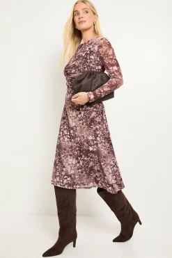 Robe Midi Froncée En Mesh À Imprimé Animalier Mixte Petite