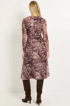 Robe Midi Froncée En Mesh À Imprimé Animalier Mixte Petite