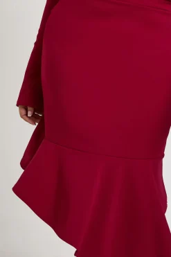 Robe Midi Grande Taille à Décolleté Plongeant Asymétrique