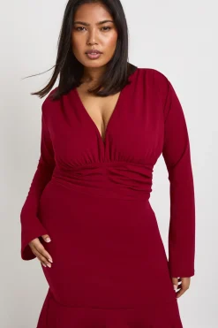 Robe Midi Grande Taille à Décolleté Plongeant Asymétrique