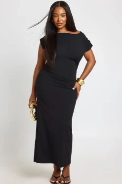 Robe Midi Grande Taille En Crêpe À Encolure Asymétrique Drapée