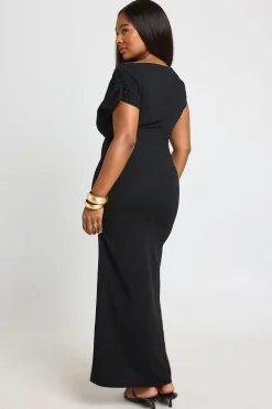 Robe Midi Grande Taille En Crêpe À Encolure Asymétrique Drapée