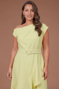 Coast Robe Midi Grande Taille En Crêpe Avec Détail Volant Aux Épaules Drapées<Femme Robes|Robes Mi-Longues