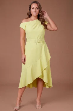 Coast Robe Midi Grande Taille En Crêpe Avec Détail Volant Aux Épaules Drapées<Femme Robes|Robes Mi-Longues
