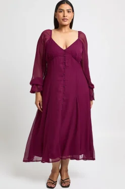 Robe Midi Grande Taille En Mousseline Texturée Avec Ourlet Évasé À Godets