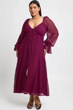 Robe Midi Grande Taille En Mousseline Texturée Avec Ourlet Évasé À Godets