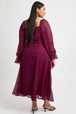 Robe Midi Grande Taille En Mousseline Texturée Avec Ourlet Évasé À Godets
