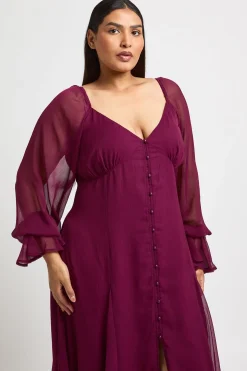 Robe Midi Grande Taille En Mousseline Texturée Avec Ourlet Évasé À Godets
