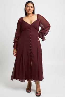 Robe Midi Grande Taille En Mousseline Texturée Avec Ourlet À Godets