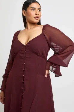 Robe Midi Grande Taille En Mousseline Texturée Avec Ourlet À Godets