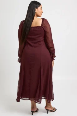 Robe Midi Grande Taille En Mousseline Texturée Avec Ourlet À Godets
