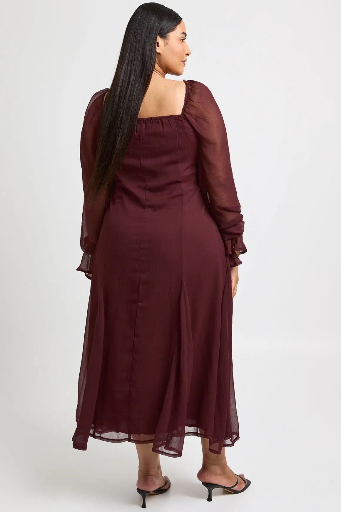 Robe Midi Grande Taille En Mousseline Texturée Avec Ourlet À Godets