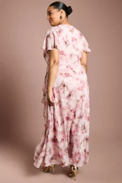 Robe Midi Grande Taille En Satin Jacquard Imprimé Avec Détail Torsadé Devant