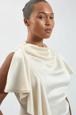 Robe Midi Grande Taille En Satin Texturé Avec Détail À Volants