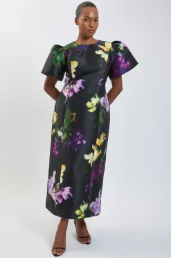 KarenMillen Robe Midi Grande Taille En Sergé À Imprimé Floral<Femme Robes Mi-Longues|Robes
