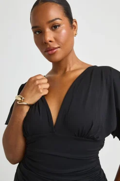 Robe Midi Grande Taille À Manches Ange Ultra Douce Et Taille Froncée