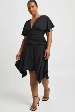 Robe Midi Grande Taille À Manches Ange Ultra Douce Et Taille Froncée