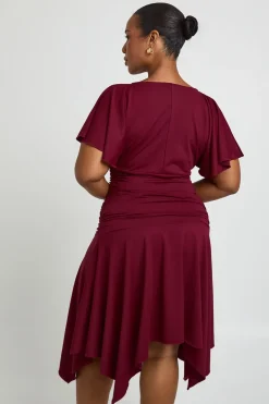 Robe Midi Grande Taille À Manches Papillon Et Fronces Super Douce