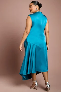 Coast Robe Midi Grande Taille à Manches Courtes et Drapé Latéral<Femme Robes|Robes Mi-Longues