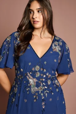 Coast Robe Midi Grande Taille à Manches Volantées et Broderies Florales<Femme Robes|Robes Mi-Longues