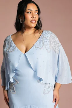 Coast Robe Midi Grande Taille Ornée De Perles Avec Manches Cape<Femme Robes|Robes Mi-Longues