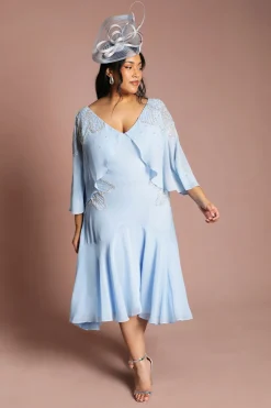 Coast Robe Midi Grande Taille Ornée De Perles Avec Manches Cape<Femme Robes|Robes Mi-Longues