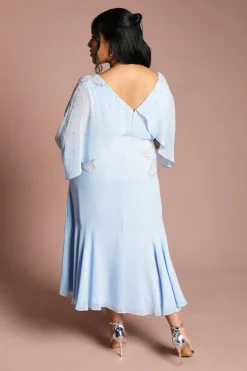 Coast Robe Midi Grande Taille Ornée De Perles Avec Manches Cape<Femme Robes|Robes Mi-Longues
