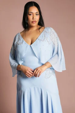 Coast Robe Midi Grande Taille Ornée De Perles Avec Manches Cape<Femme Robes|Robes Mi-Longues