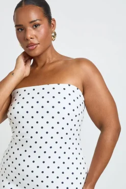 boohoo Robe Midi Grande Taille À Pois Bandeau Et Ourlet À Volant<Femme Pois|Tons Neutres
