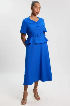 Robe Midi Grande Taille Structurée Cintrée Avec Ceinture