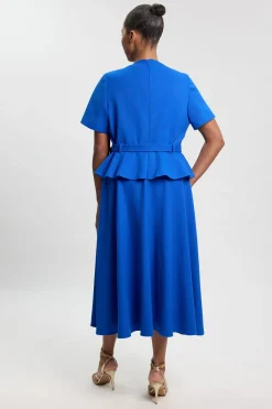 Robe Midi Grande Taille Structurée Cintrée Avec Ceinture