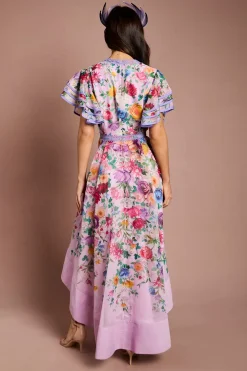 Robe Midi Imprimée Asymétrique À Épaules Structurées Lisa Tan