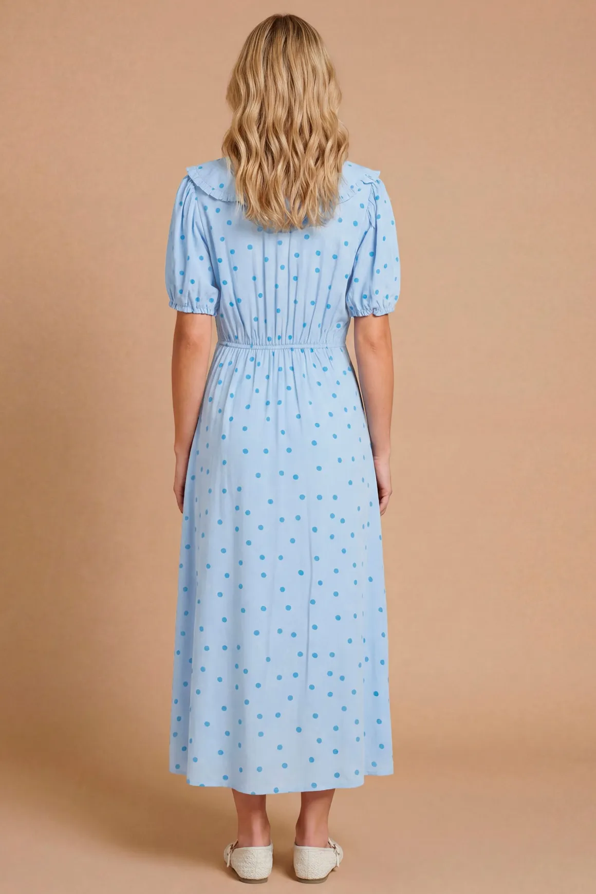 Robe Midi Imprimée Avec Col En Dentelle Et Détail Nœud