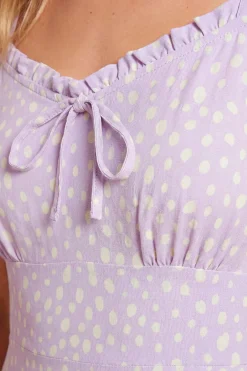 Robe Midi Imprimée Avec Finitions En Dentelle Et Nœud Devant