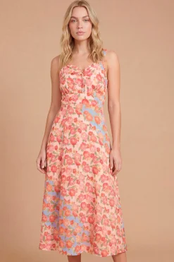 Dorothy Perkins Robe Midi Imprimée Avec Finitions En Dentelle Et Nœud Devant<Femme Toutes Les Robes|Robes Mi-Longues