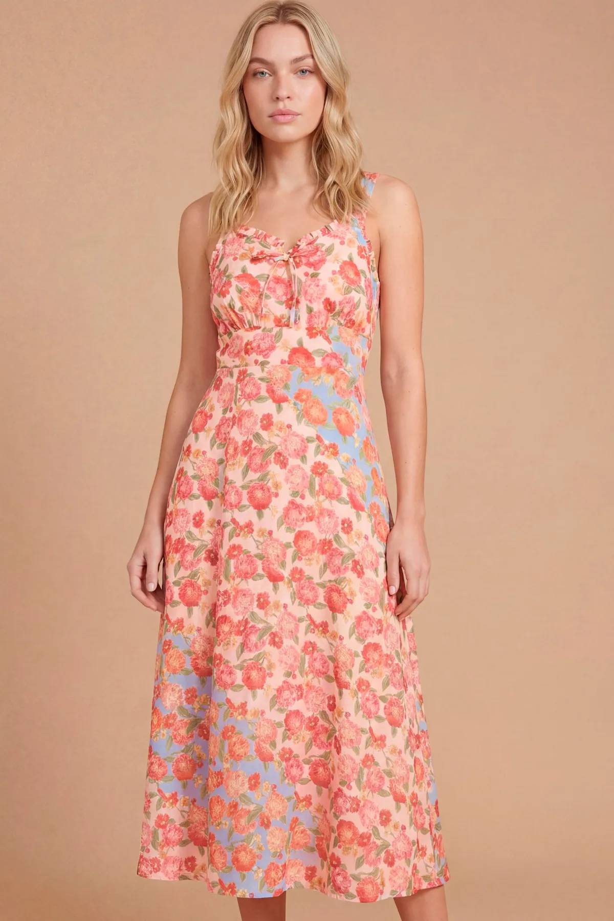 Dorothy Perkins Robe Midi Imprimée Avec Finitions En Dentelle Et Nœud Devant<Femme Toutes Les Robes|Robes Mi-Longues