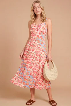 Dorothy Perkins Robe Midi Imprimée Avec Finitions En Dentelle Et Nœud Devant<Femme Toutes Les Robes|Robes Mi-Longues